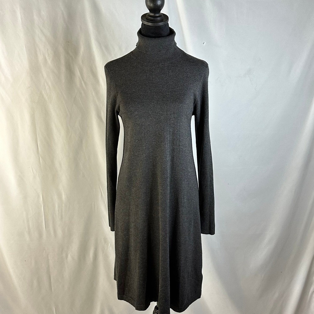 AGB‎ Medium Midi Turtleneck Sweater Dress Charcoal Grey Minimalist Winter Basic